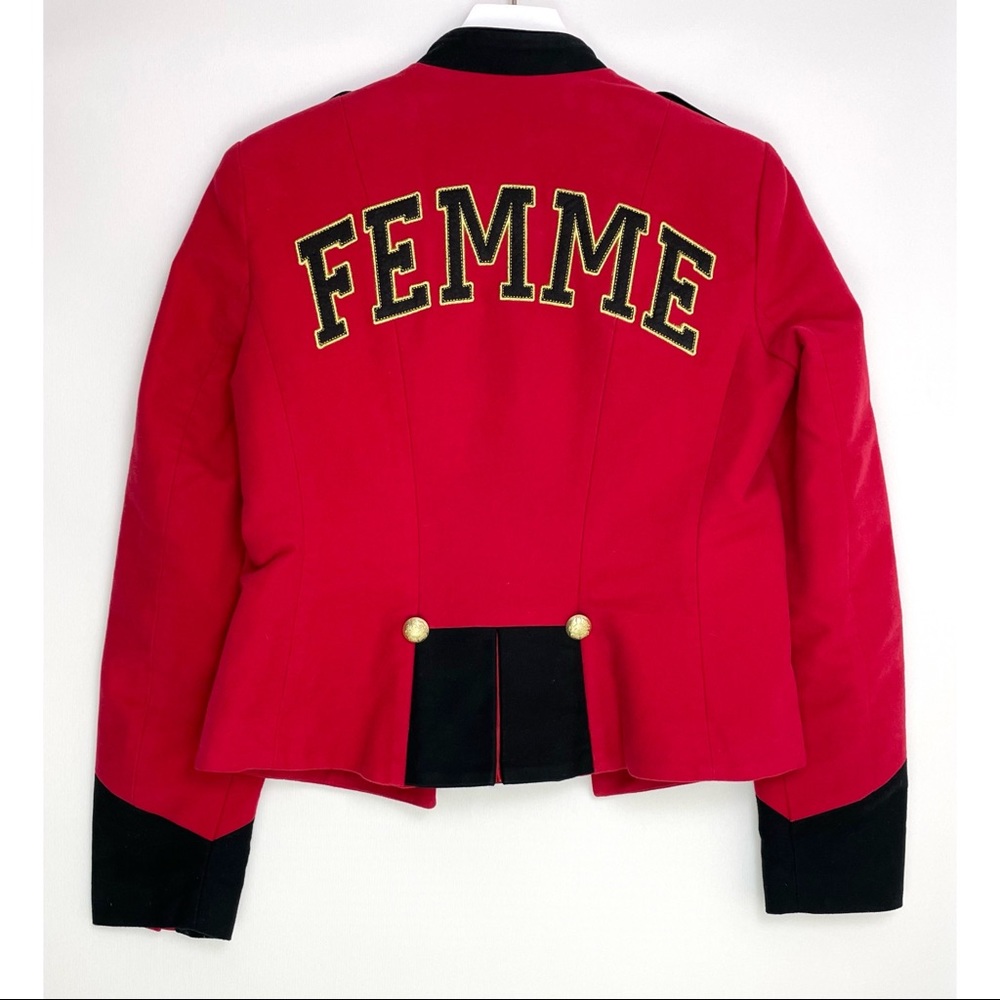 GAP Red & Black 'FEMME' Varsity Jacket